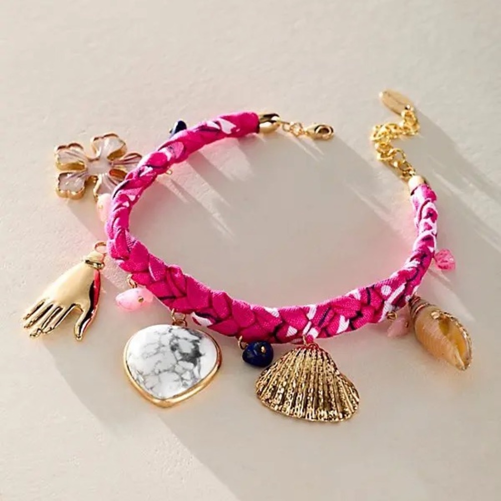 Free People Sky Charm Anklet - Pink nwt